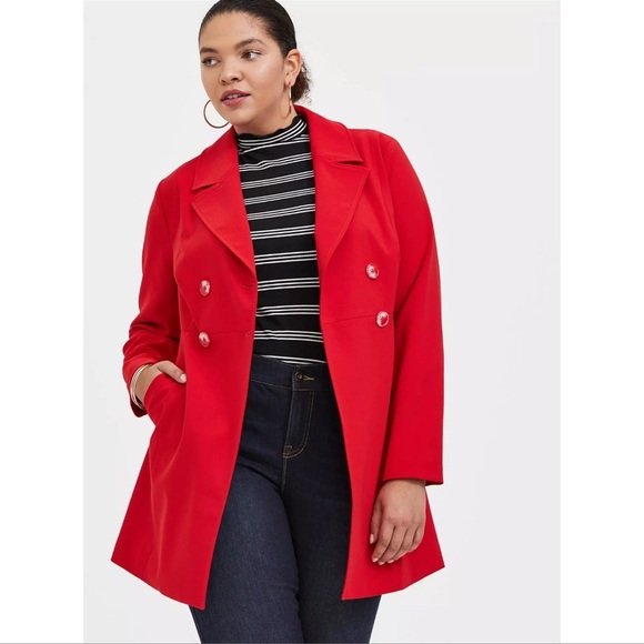 torrid Jackets & Blazers - TORRID Twill A-Line Trench Coat In Bright Red